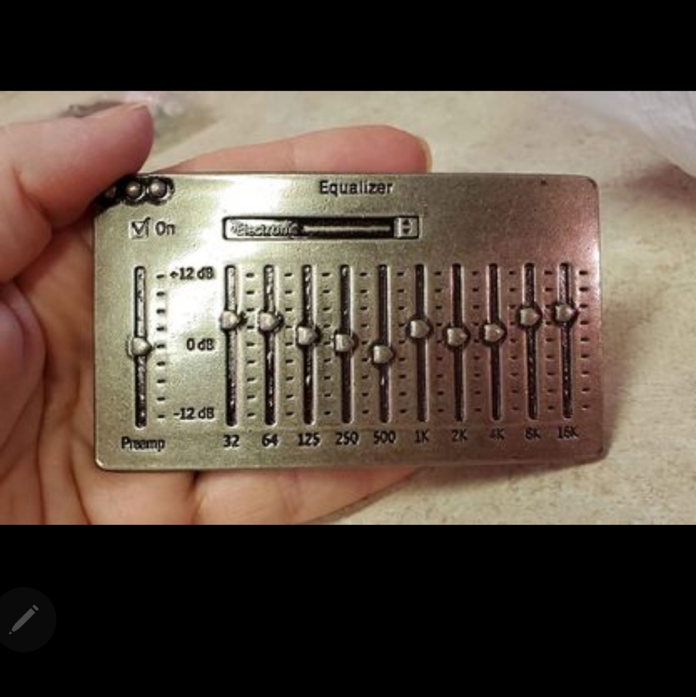 New DJ equalizer belt buckle. Approximately 3.75 inches wide